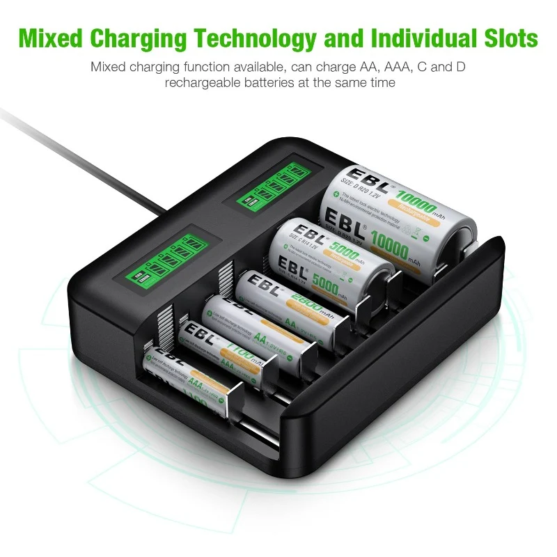 EBL C9008 8-Bay AA AAA NiMH NiCd Battery Charger Sets