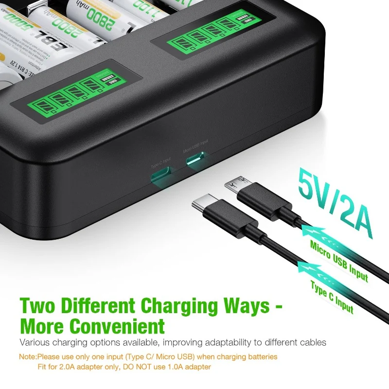 EBL C9008 8-Bay AA AAA NiMH NiCd Battery Charger Sets