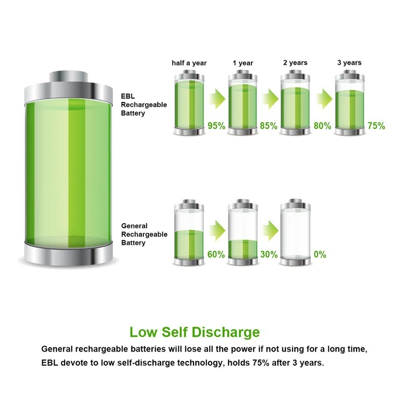 EBL AA AAA Batteries with 807 Smart Battery Charger