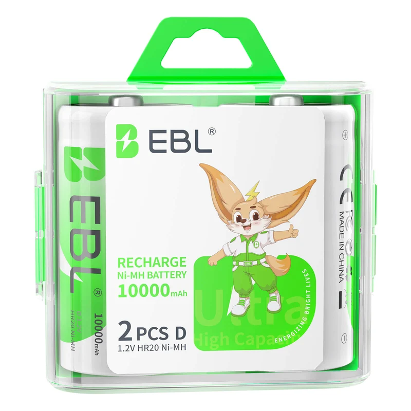 EBL D Size Rechargeable Batteries 10000mAh