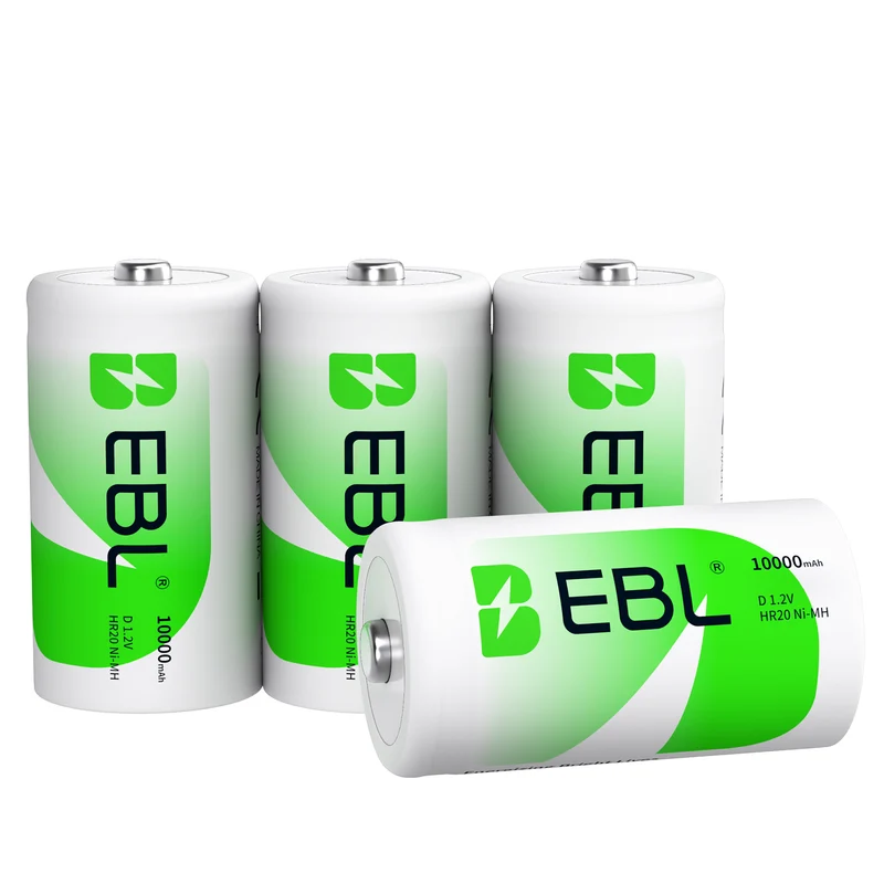 EBL D Size Rechargeable Batteries 10000mAh