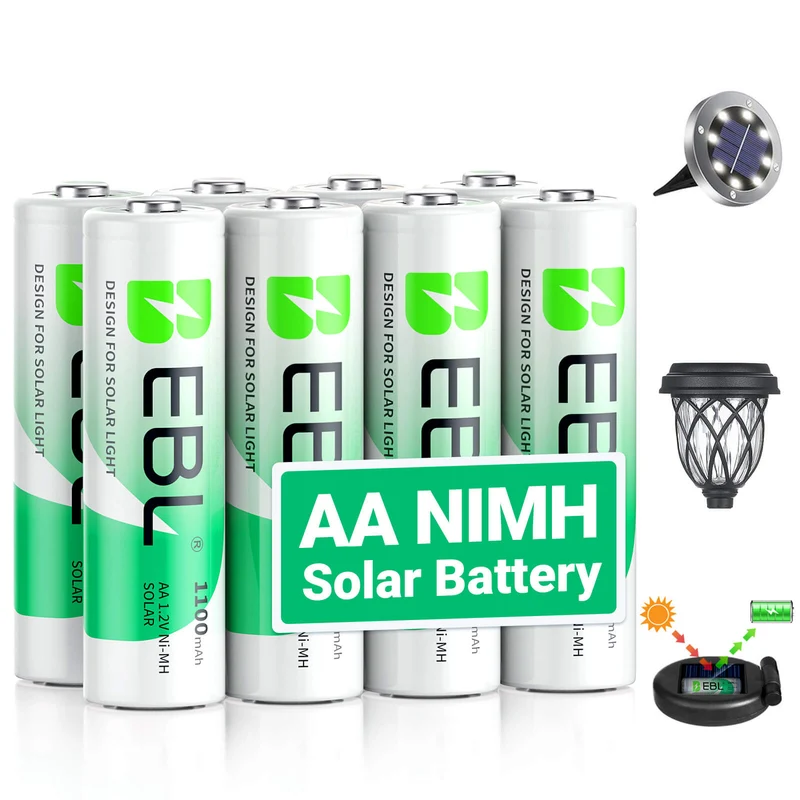 EBL 1.2V AA Rechargeable Batteries 1100mAh for Solar Lights