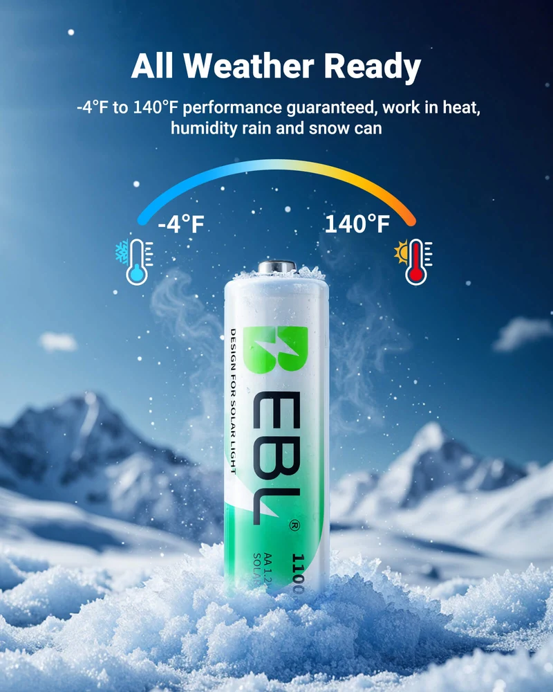 EBL 1.2V AA Rechargeable Batteries 1100mAh for Solar Lights