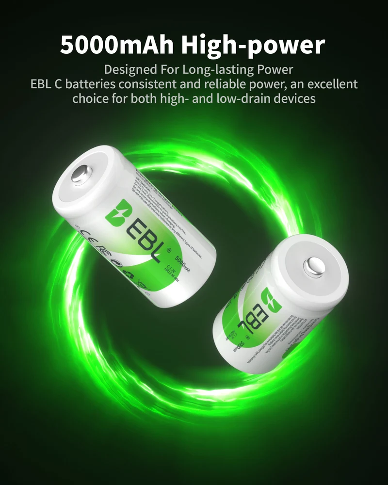 EBL C 1.2V 5000mAh NiMH Rechargeable Batteries