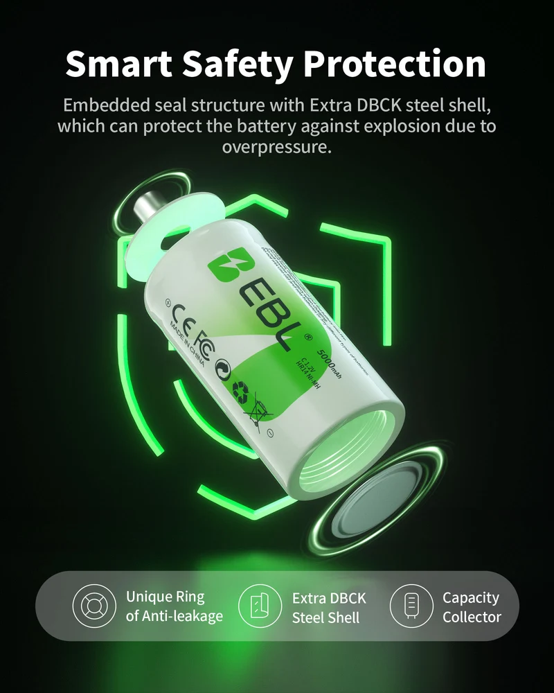 EBL C 1.2V 5000mAh NiMH Rechargeable Batteries