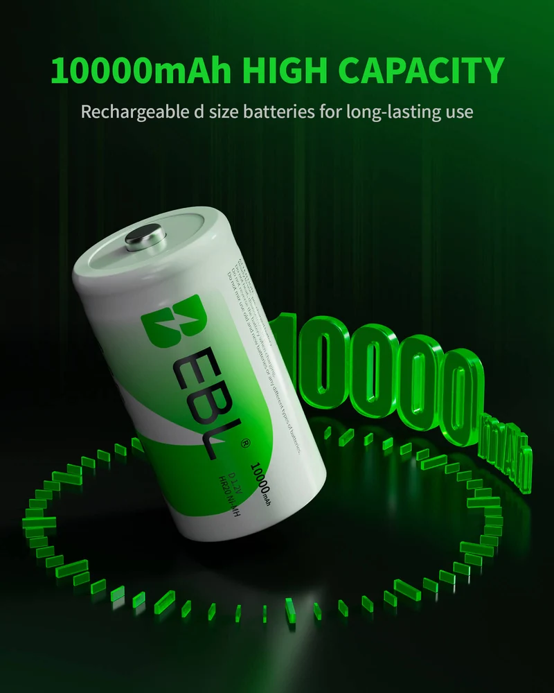 EBL 906 LCD Smart Battery Charger with C D Rechargeable Batteries