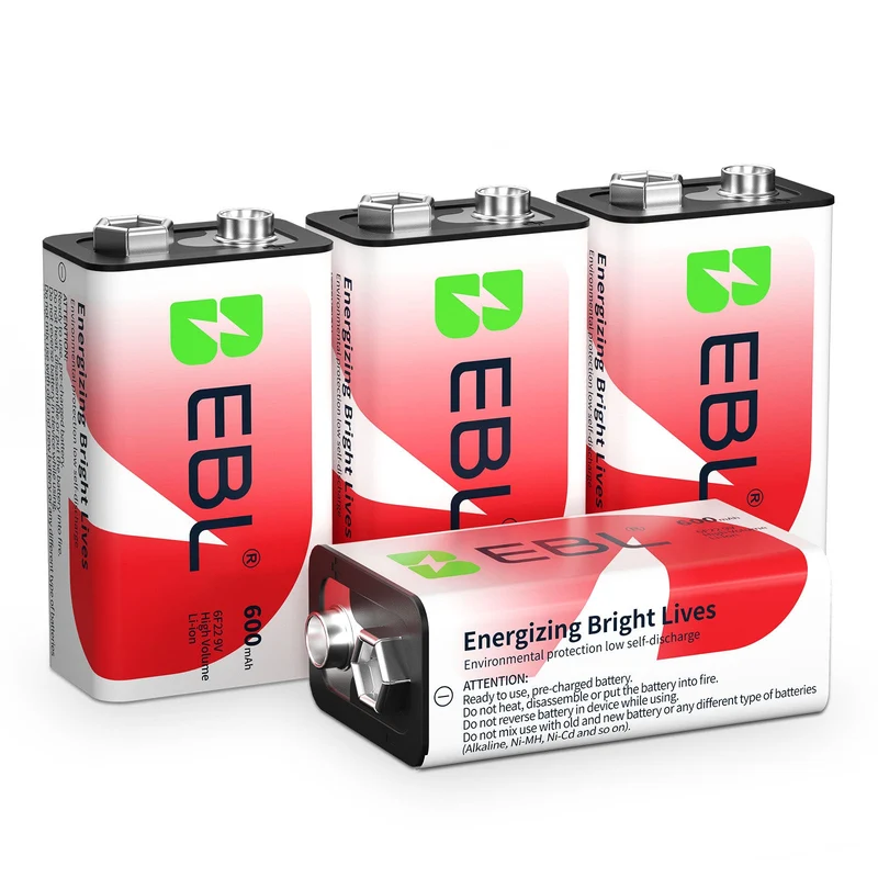 EBL 9V 600mAh Li-ion Rechargeable Batteries