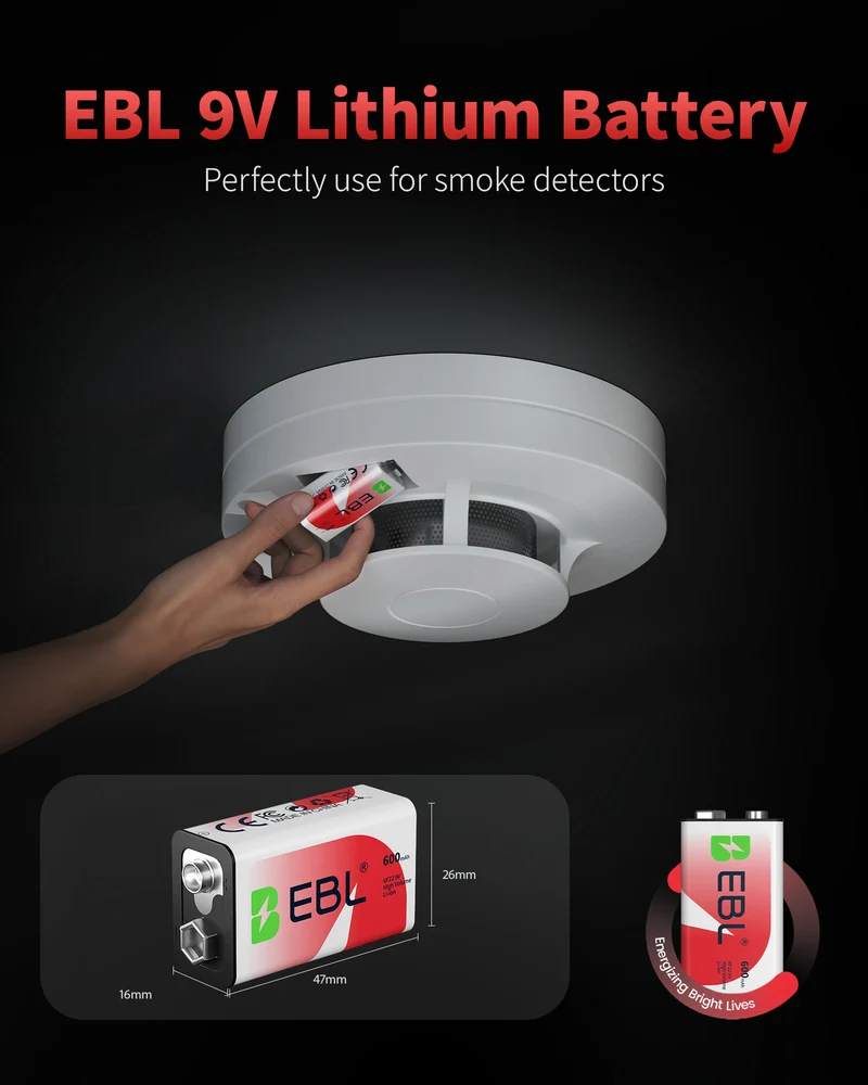 EBL 9V 600mAh Li-ion Rechargeable Batteries