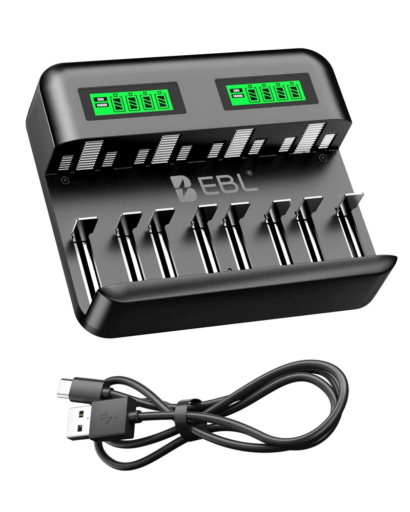 EBL C9008 8 Bay LCD Universal Battery Charger for AA AAA C D Ni-MH Batteries