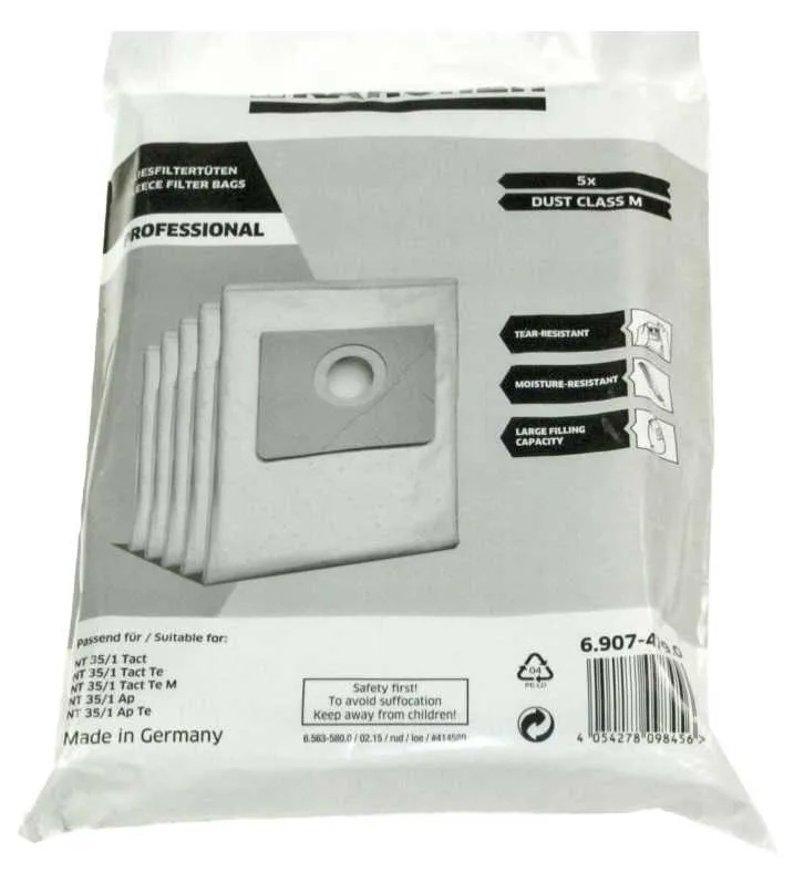 Sacchetti per aspirapolvere Karcher nt35/1 tact te originali 5pz