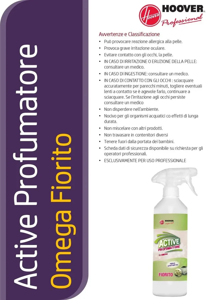 Profumatore spray active omega fiorito 600ml Hoover