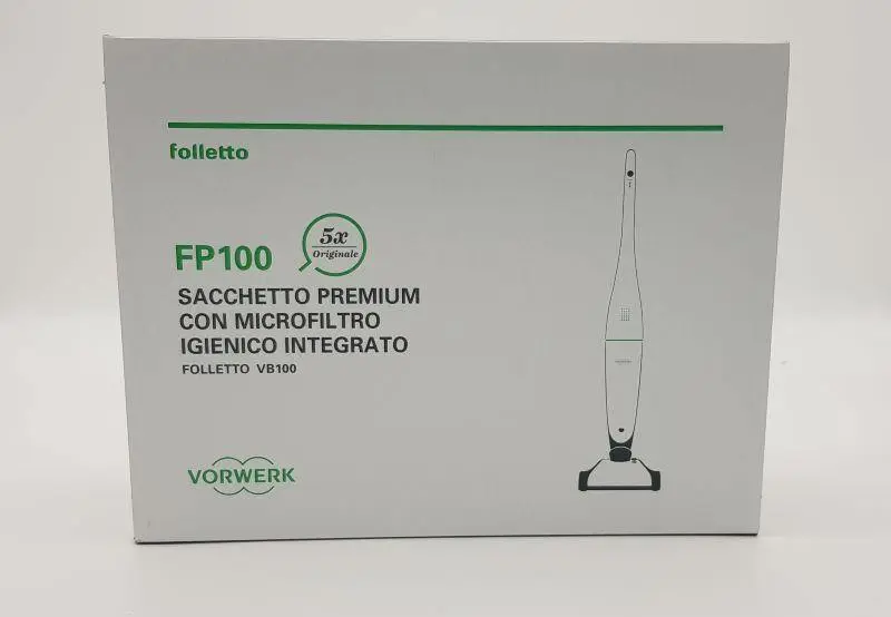 Confezione 5 sacchetti per scopa senza fili vb100 Vorwerk Folletto modello fp100