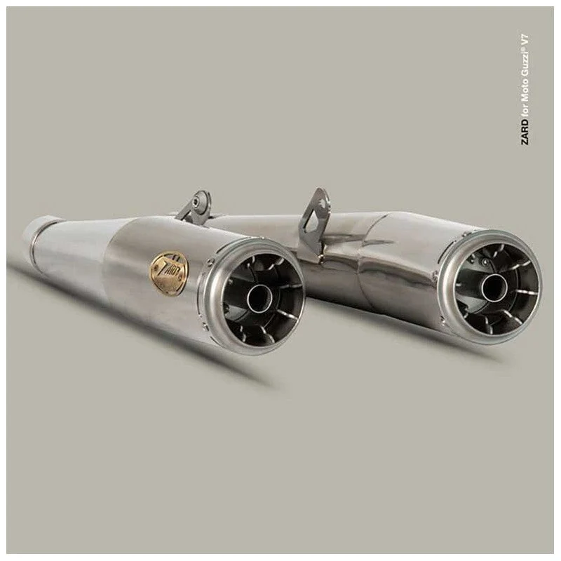 Escape doble ZARD de acero inoxidable pulido. Moto guzzi V7 850 E5