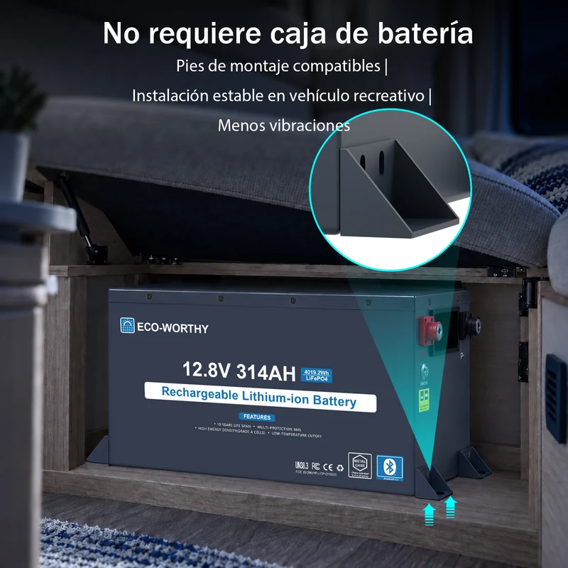 ECO-WORTHY Batería LiFePO4 EnergyRock de 12V 314Ah carcasa metálica con BMS de 200A
