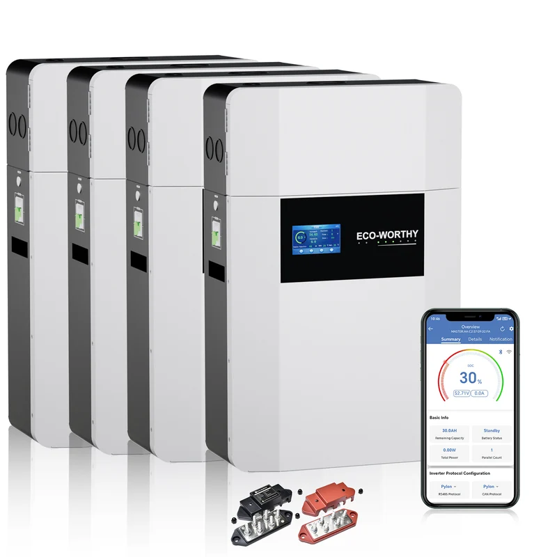 Batería de interior de montaje en pared ECO-WORTHY de 48V 100Ah con caja de conexiones | IEC 62619 | Apta para bajas temperaturas | 10 años de garantía