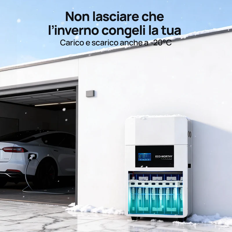 Batería de interior de montaje en pared ECO-WORTHY de 48V 100Ah con caja de conexiones | IEC 62619 | Apta para bajas temperaturas | 10 años de garantía