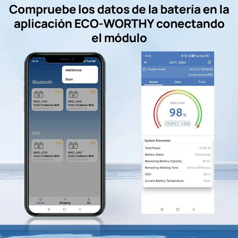 ECO-WORTHY EnergyTrek Batería Litio LiFePO4 12V 100Ah Con Bluetooth