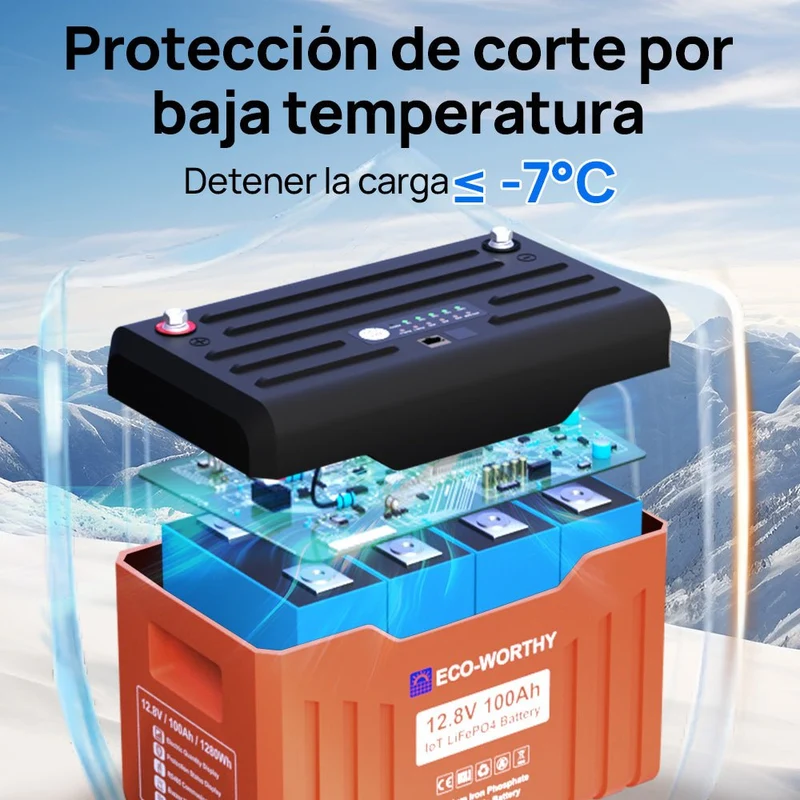 ECO-WORTHY EnergyTrek Batería Litio LiFePO4 12V 100Ah Con Bluetooth