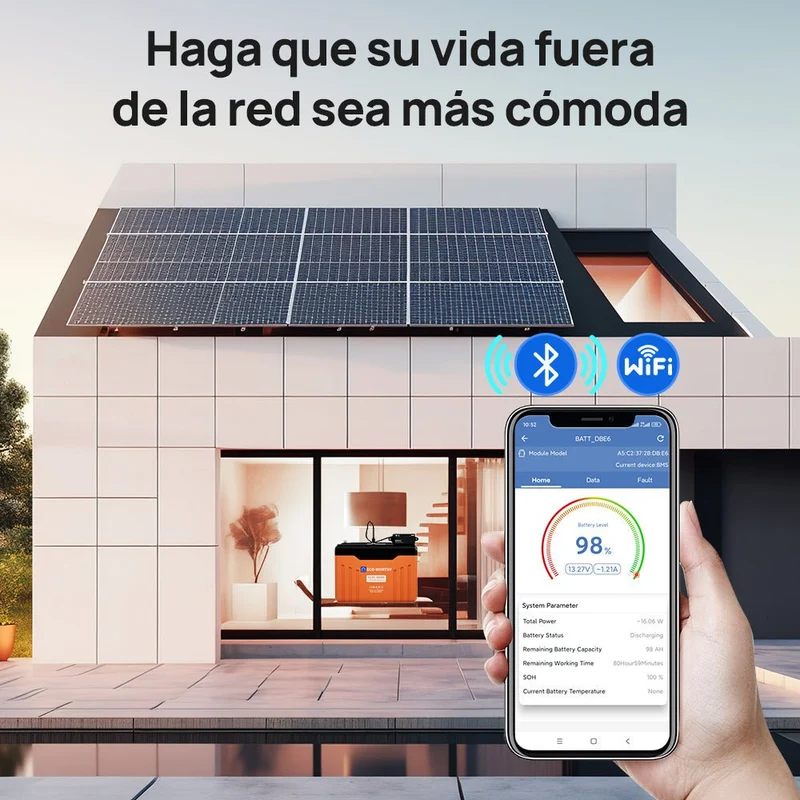 ECO-WORTHY EnergyTrek Batería Litio LiFePO4 12V 100Ah Con Bluetooth