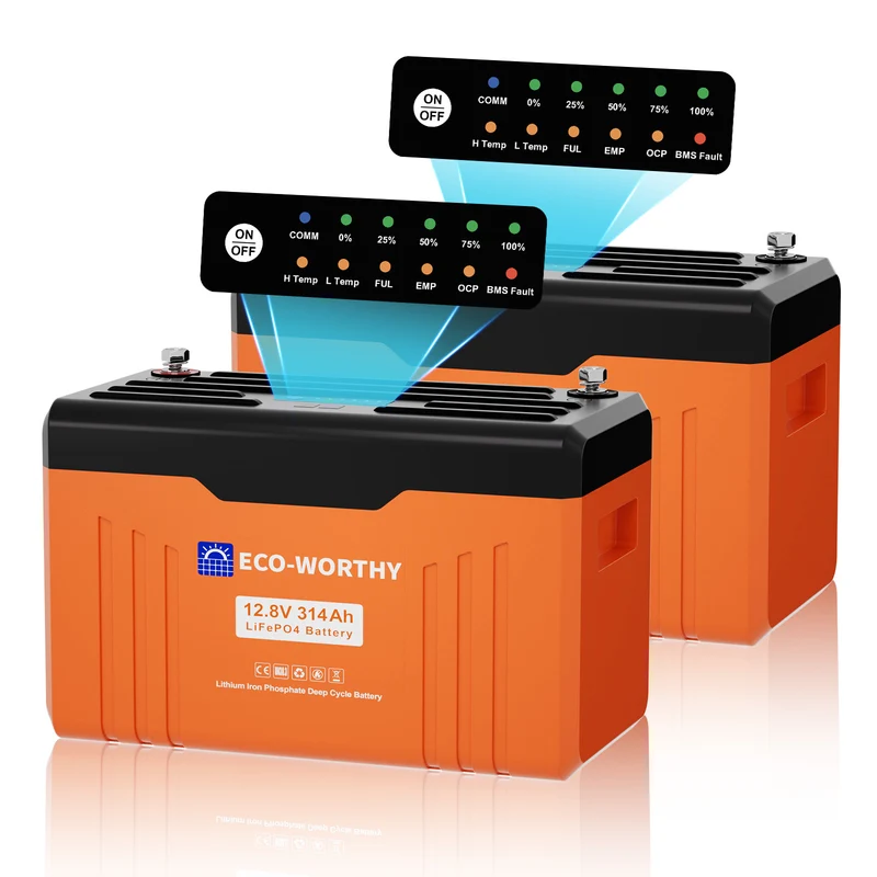 ECO-WORTHY EnergyTrek Batería de litio LiFePO4 de 12V y 314Ah con Bluetooth
