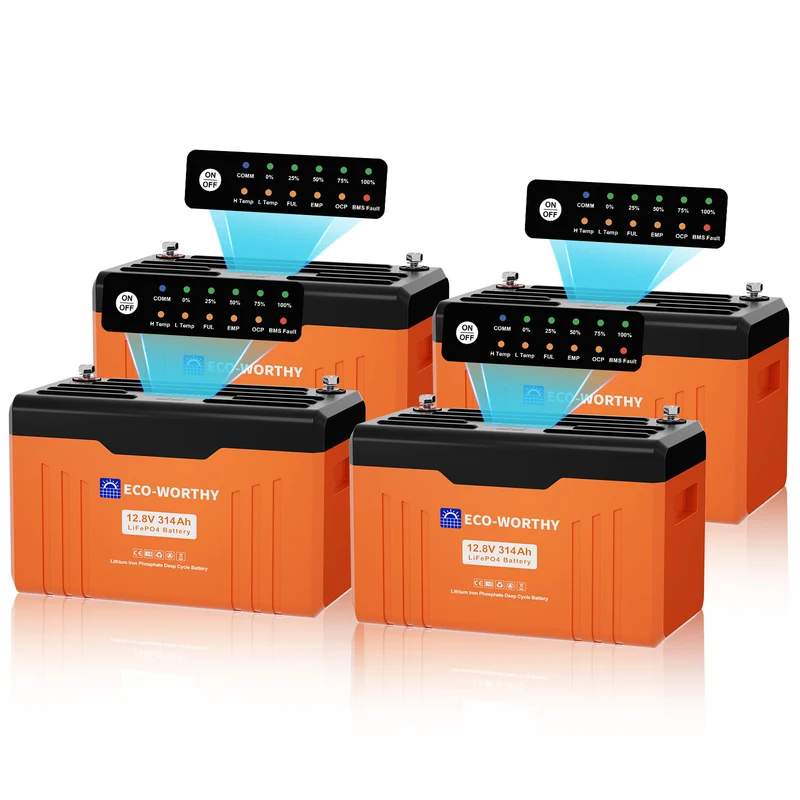 ECO-WORTHY EnergyTrek Batería de litio LiFePO4 de 12V y 314Ah con Bluetooth