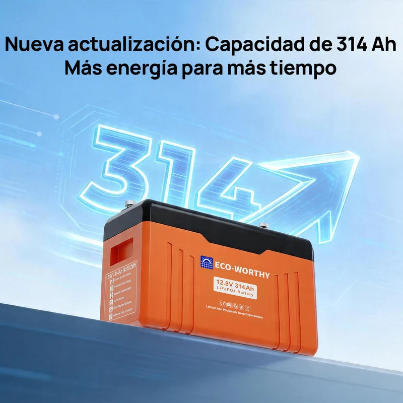 ECO-WORTHY EnergyTrek Batería de litio LiFePO4 de 12V y 314Ah con Bluetooth
