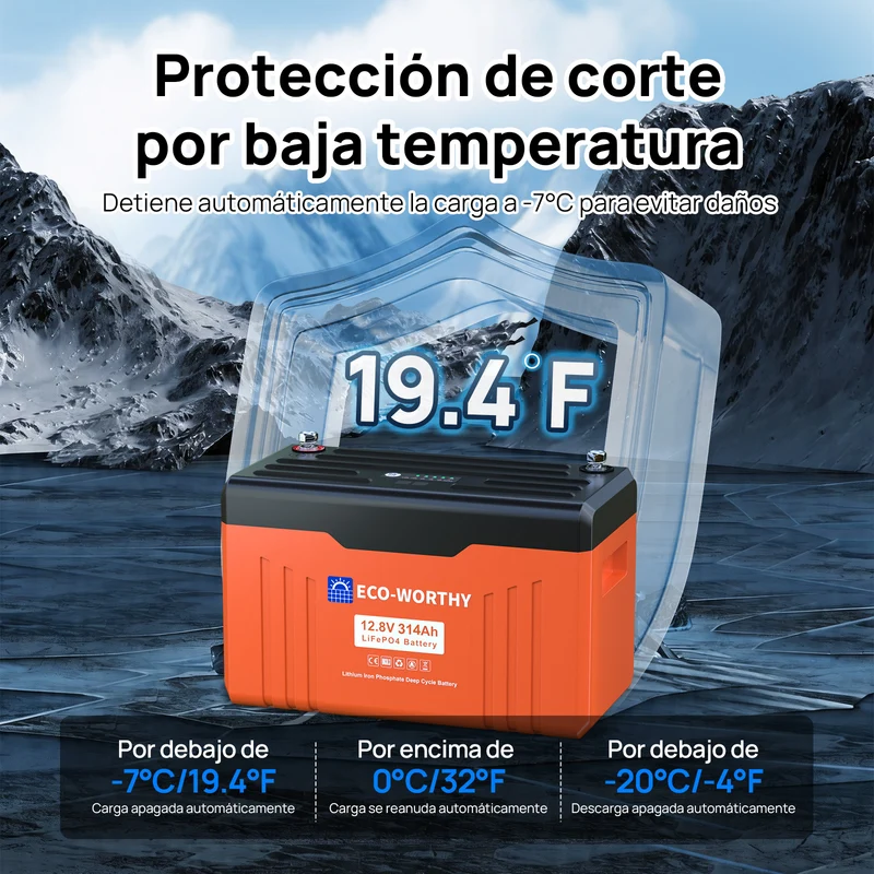 ECO-WORTHY EnergyTrek Batería de litio LiFePO4 de 12V y 314Ah con Bluetooth