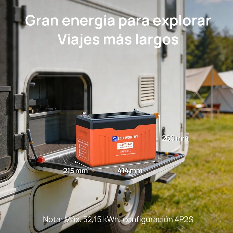 ECO-WORTHY EnergyTrek Batería de litio LiFePO4 de 12V y 314Ah con Bluetooth