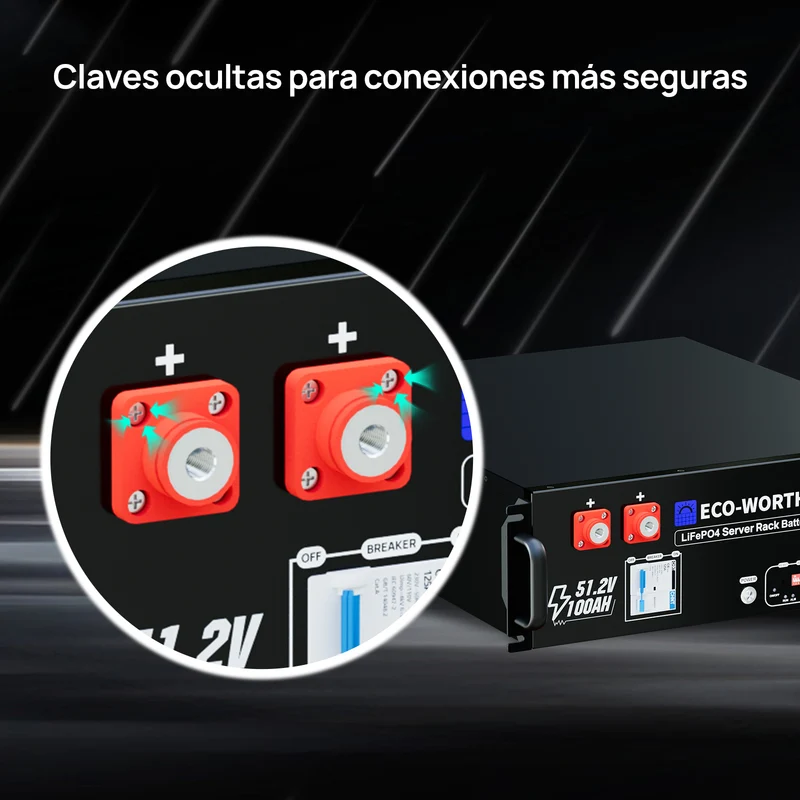 ECO - WORTHY Batería para rack de servidorc Batería para rack de servidor de 48V(51,2V) 100 Ah LiFePO4, tamaño 3U, con Bluetooth y wifi
