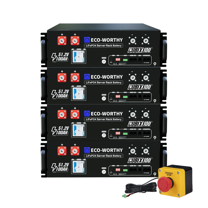 ECO - WORTHY Batería para rack de servidorc Batería para rack de servidor de 48V(51,2V) 100 Ah LiFePO4, tamaño 3U, con Bluetooth y wifi