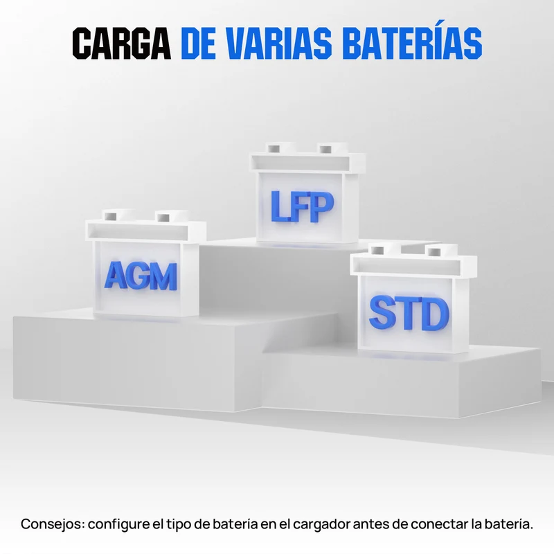 Cargador de batería inteligente de 20 A, 12 V/24 V con pantalla LCD para la mayoría de las baterías