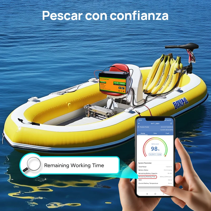 Batería Litio LiFePO4 12V 150Ah Con Protección Contra Bajas Temp por Bluetooth