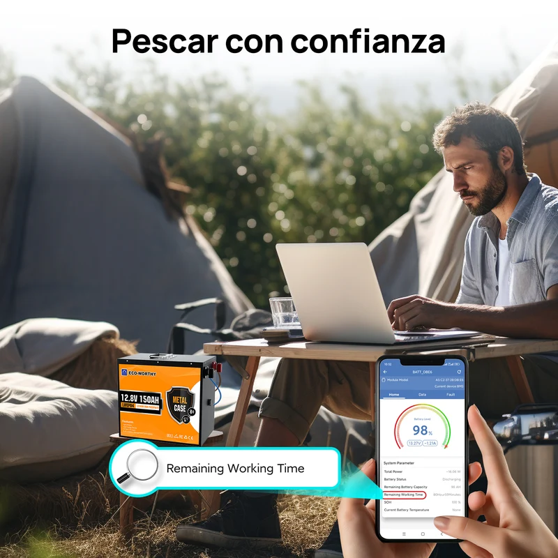 Batería Litio LiFePO4 12V 150Ah Con Protección Contra Bajas Temp por Bluetooth