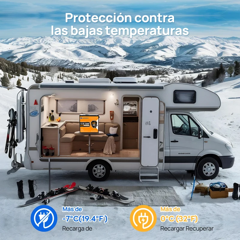 Batería Litio LiFePO4 12V 150Ah Con Protección Contra Bajas Temp por Bluetooth