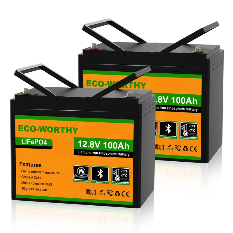 ECO-WORTHY Batería Litio LiFePO4 12V 100Ah con Bluetooth