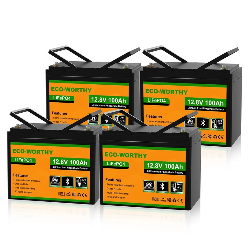 ECO-WORTHY Batería Litio LiFePO4 12V 100Ah con Bluetooth