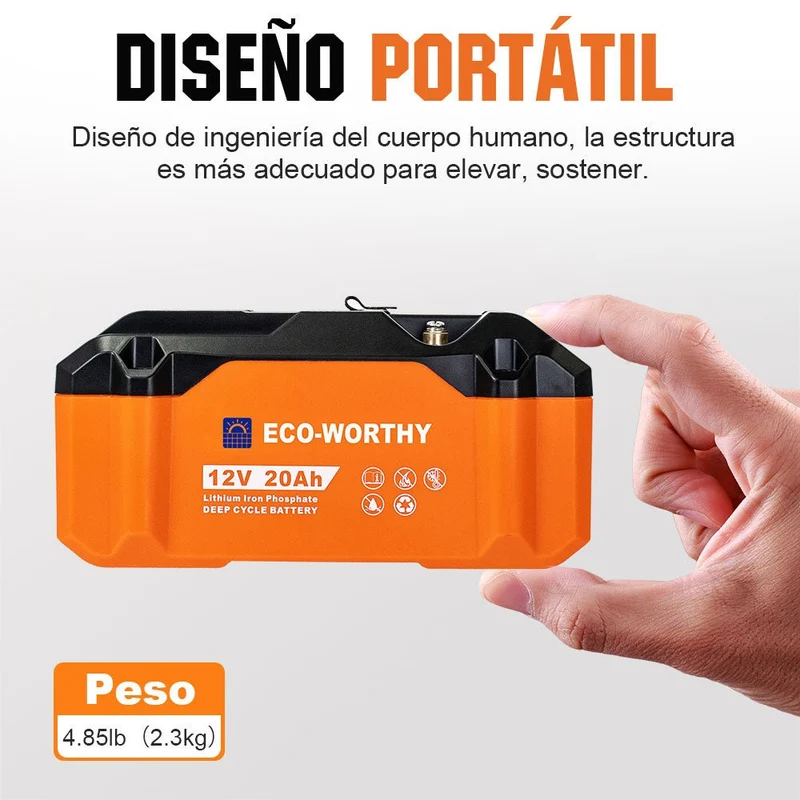 Batería portátil Litio LiFePO4 12V 20Ah