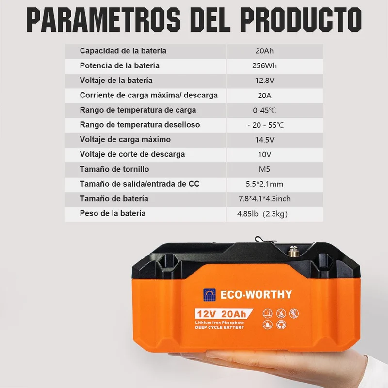 Batería portátil Litio LiFePO4 12V 20Ah