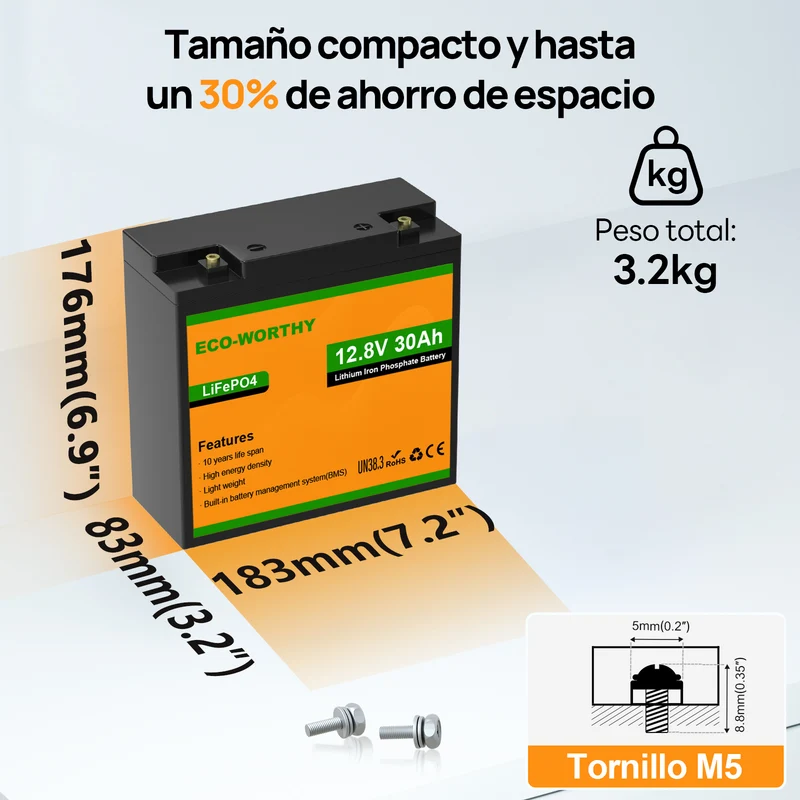 Batería Litio LiFePO4 12V 30Ah