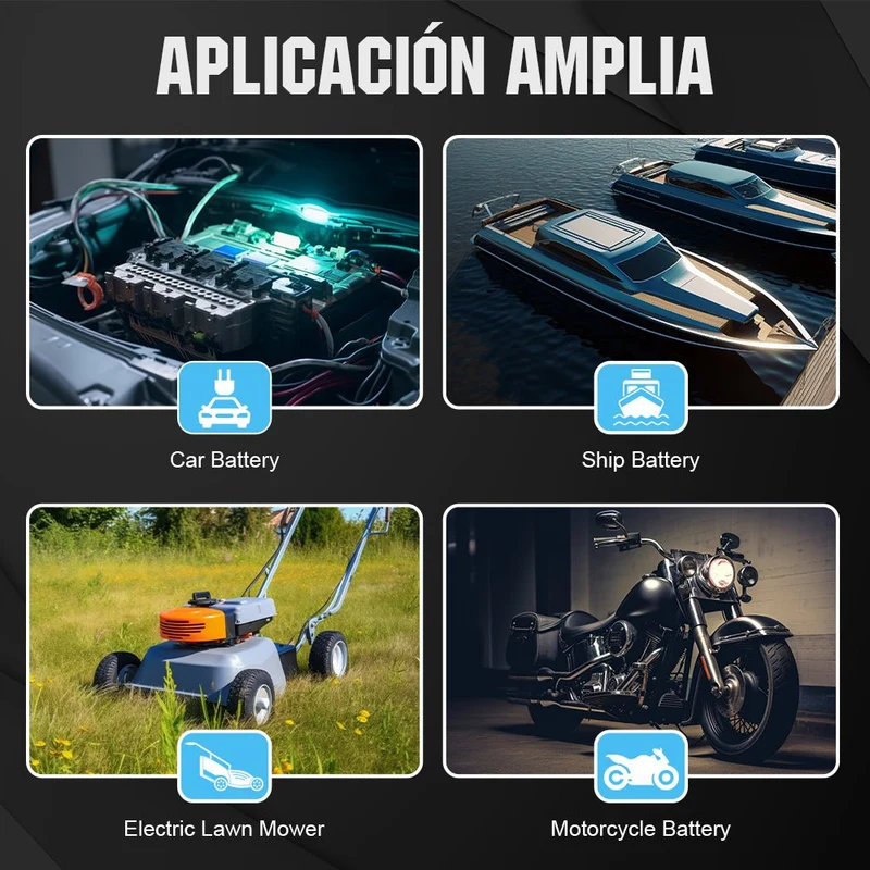 Cargador de batería inteligente automático de 5A y 10A 12V con pantalla LCD para baterías de litio (LiFePO4)