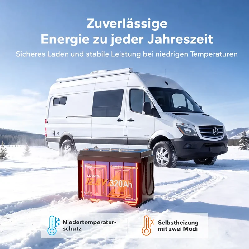 LiTime 12V 320Ah Bluetooth Selbstheizung LiFePO4 Batterie mit CAN & RS485 ComFlex – für Victron, RV-C & NMEA 2000