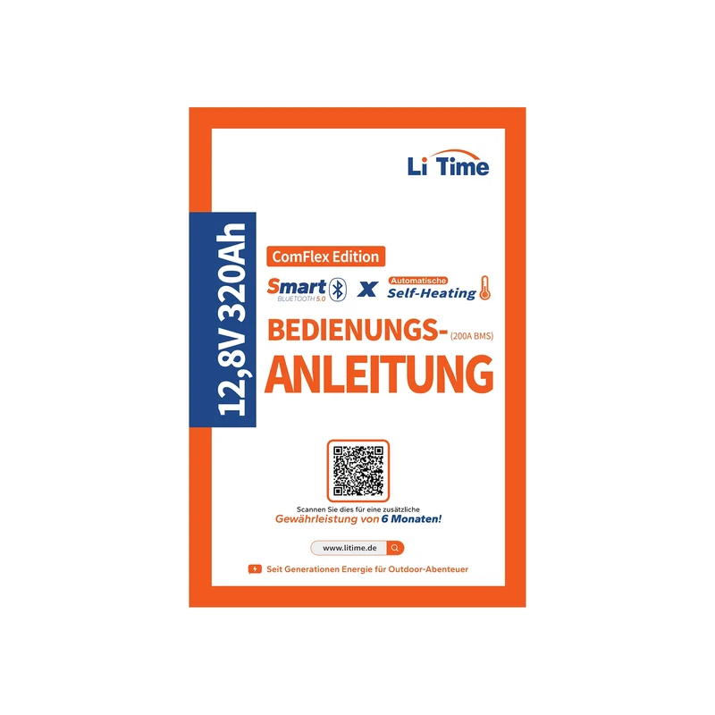 LiTime 12V 320Ah Bluetooth Selbstheizung LiFePO4 Batterie mit CAN & RS485 ComFlex – für Victron, RV-C & NMEA 2000
