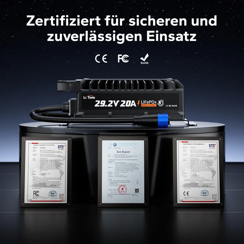 LiTime 24V (29,2 V) 20 A wasserdichtes Lithium-Batterieladegerät zur Festmontage