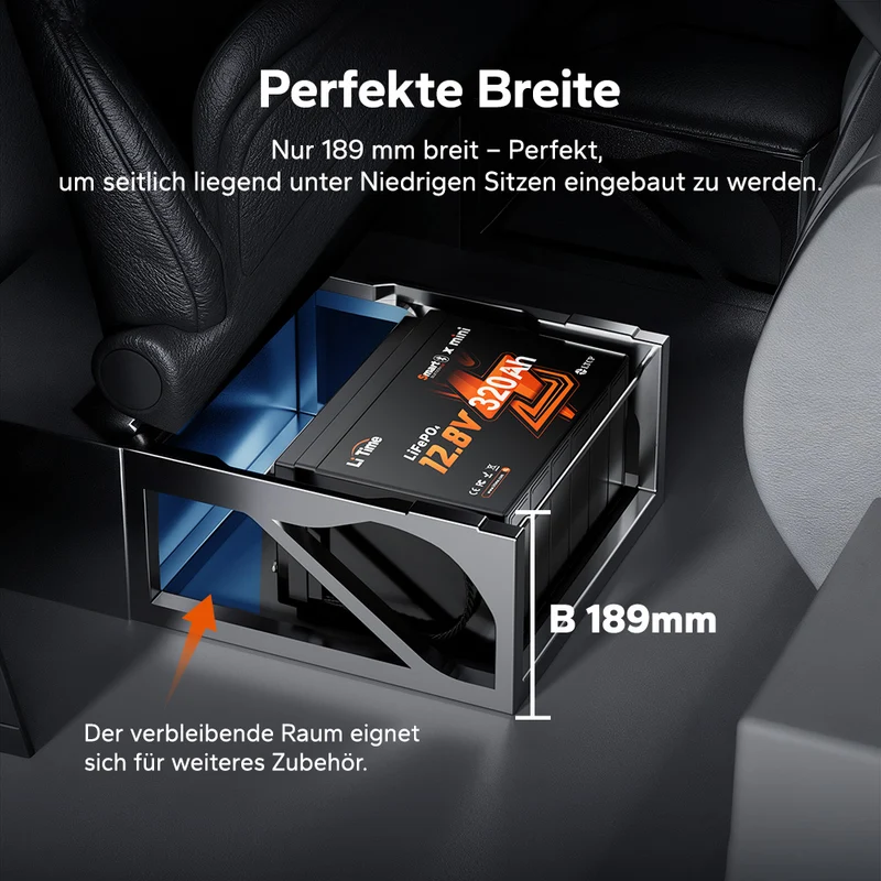 12V 320Ah LiFePO4 Batterie W190 für Wohnmobil-Untersitz mit Bluetooth