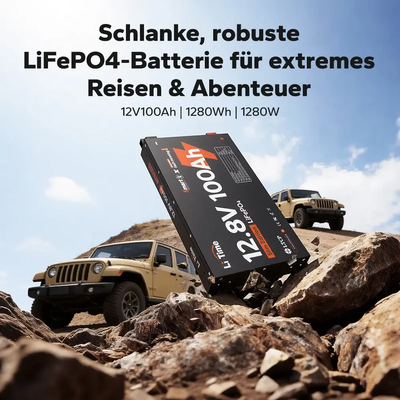【NEU!】LiTime 12V 100Ah Ultra Slim LiFePO4 mit Bluetooth & Selbsterwärmung – für Wohnmobile, Pickups & Campervans