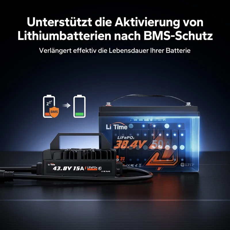LiTime 36V 15A LiFePO4-Batterieladegerät IP66 wasserdicht