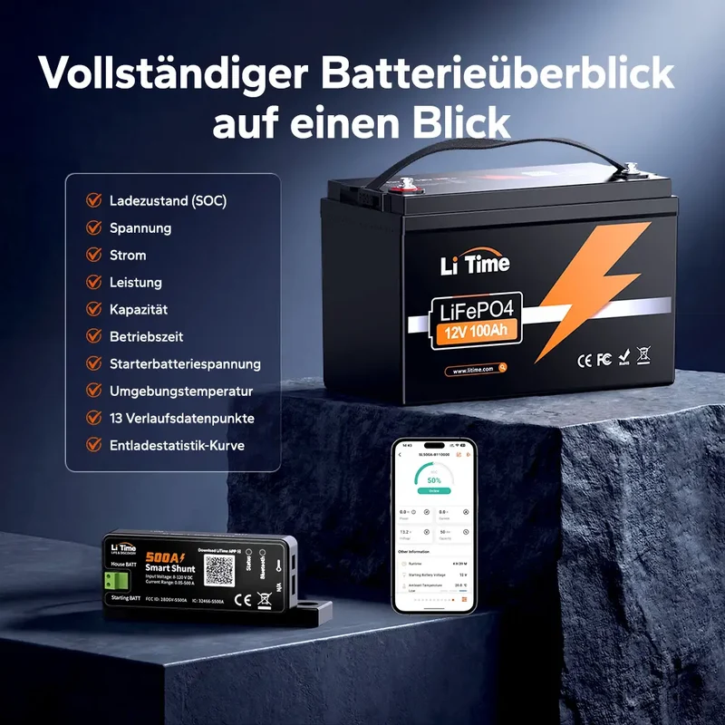 【Neu Eingetroffen】LiTime 500A Smart-Batterieshunt mit Bluetooth