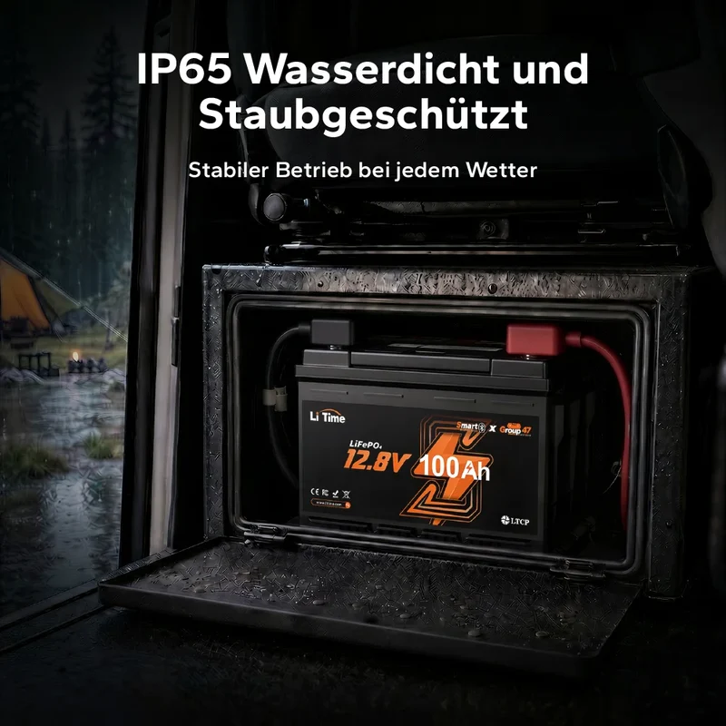 【Neu Eingetroffen】12V 100Ah LiFePO4 Batterie H168 mit Bluetooth – ultraflach für Wohnmobil‑Untersitz