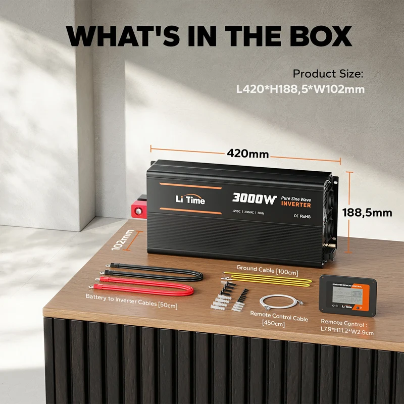 [Ukraine] LiTime 3000W Чисто синусоїдний інвертор 12VDC до 230VAC перетворювач