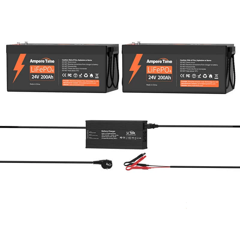 Ampere Time 24V 200Ah 5.12kWh Tiefzyklus LiFePO4 Batterie mit längerer Laufzeit, integriertem 200A BMS